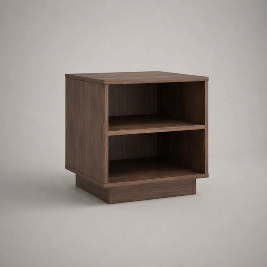 Comodino rettangolare a due ripiani in MDF effetto noce marrone 45x40x50 cm
