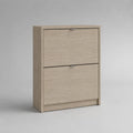Scarpiera salvaspazio a 2 ribalte in MDF effetto rovere chiaro rettangolare 70 x 24 x 80 cm