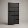 Scarpiera slim verticale a 10 ribalte in MDF melaminico effetto nero rettangolare 100 x 24 x 170 cm